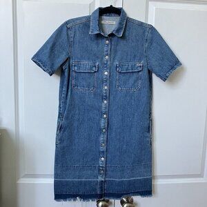 Mavi Jeans Dress Womens Caroline Denim Button‎ Front Shirt Dress Coastal Boho